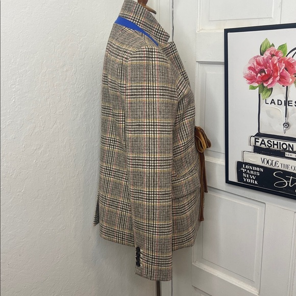 J. Crew Plaid Regent Blazer w/Velvet Tie Size 10 - Picture 5 of 10